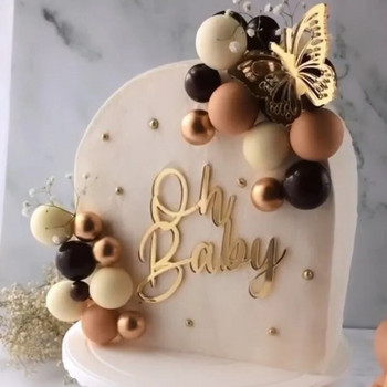 New Oh Baby Happy Birthday Cake Topper Gold Acrylic Love Wedding Cake Topper for Wedding Birthday Party Dessert Cake Decorations