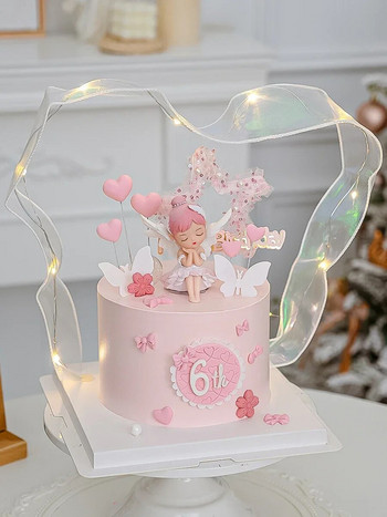 Фея Торта за торта Ангел Декорации за торта Парти Цвете Фея Фигурка Орнамент за печене Сватбени сувенири Декорации за рожден ден на момиче