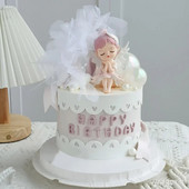 Angel Wing Cake Topper Tüdruku sünnipäevakaunistus 1-aastase printsessi haldjakoogi küpsetamine Laste Deco Ristimise sünnipäev