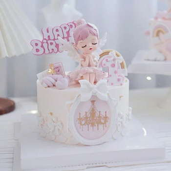 Angel Wing Cake Topper Girl Birthday Decoration 1 Year Old Princess Fairy Cake Печене Детски деко Рожден ден за кръщене
