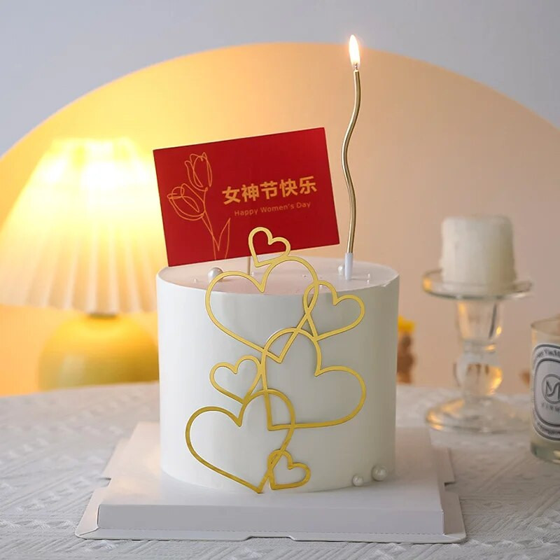 Südamete pulmakoogi pealistükk Kuldne Hõbedane Armastus Akrüültordikaunistus Sõbrapäeva magustoidupeo Koogikaunistustarvikud