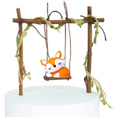 Decoratune pentru tort din pădure Sărbători pentru animale Coș de bambus Vulpe Arici Cupcake Topper Iepure Figură Păpușă Favoruri de naștere pentru copii