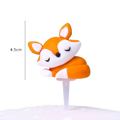 Decoratune pentru tort din pădure Sărbători pentru animale Coș de bambus Vulpe Arici Cupcake Topper Iepure Figură Păpușă Favoruri de naștere pentru copii