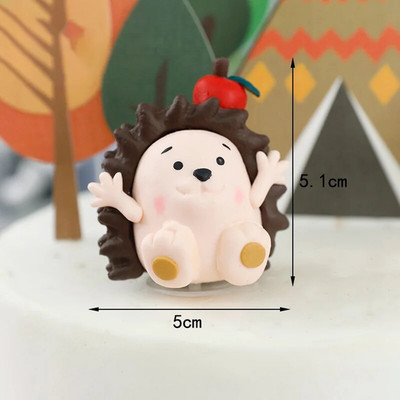 Decoratune pentru tort din pădure Sărbători pentru animale Coș de bambus Vulpe Arici Cupcake Topper Iepure Figură Păpușă Favoruri de naștere pentru copii