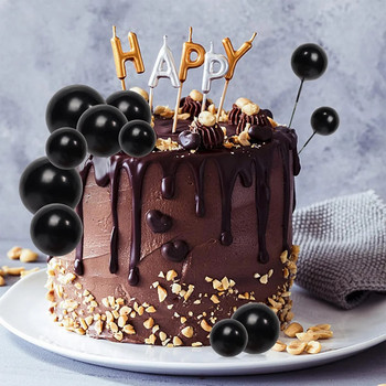 30 ΤΕΜ. Μπάλες για τούρτα DIY Ένθετο για τούρτα Toppers μπάλα για Cupcake Topper για πάρτι γενεθλίων Baby Shower Διακόσμηση γαμήλιας τούρτας（Μαύρο）