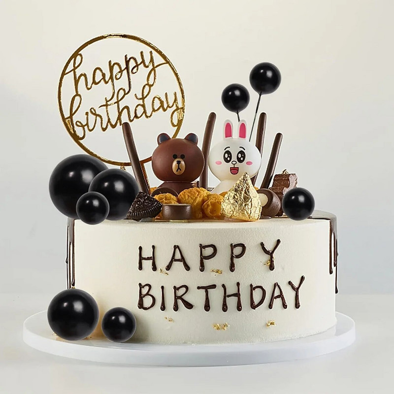 30 DB Balls Cake Topper DIYCake Betét Toppers Golyós Cupcake Topper Születésnapi Party Baby Shower Esküvői torta dekorációhoz (fekete)
