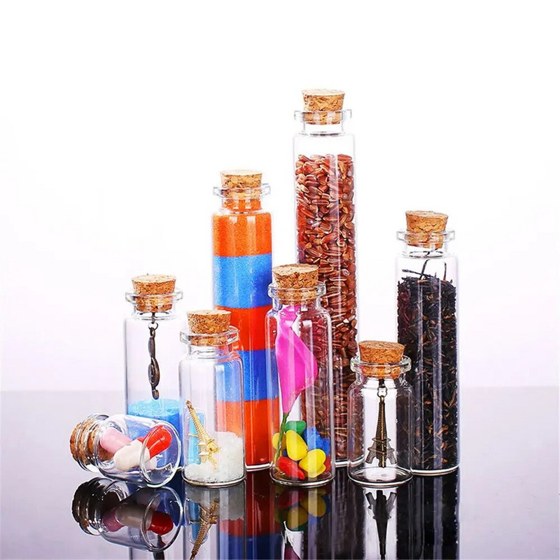 10 komada 5/8/12/15 ml prozirnih bočica staklene boce prazne prazne prozirne bočice s porukama želja s plutenim čepom maleni mali dekor