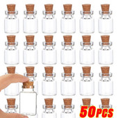 50/10 tk Mini klaaspudel korgist läbipaistva isetegemise sõnumipudelid Tühjad soovipudelid Jõulupulmapeo kaunistuskingitused