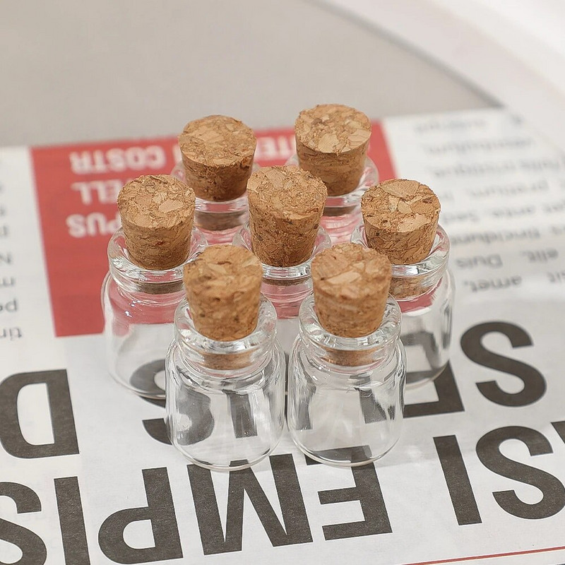 50/10 tk Mini klaaspudel korgist läbipaistva isetegemise sõnumipudelid Tühjad soovipudelid Jõulupulmapeo kaunistuskingitused