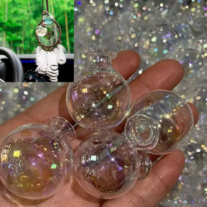 3x vikerkaare klaaspudel, tühi proovipurgid soovipudel tühi hoiustamisviaal DIY auto parfüümi ripatsid korgist kork Kodukaunistus