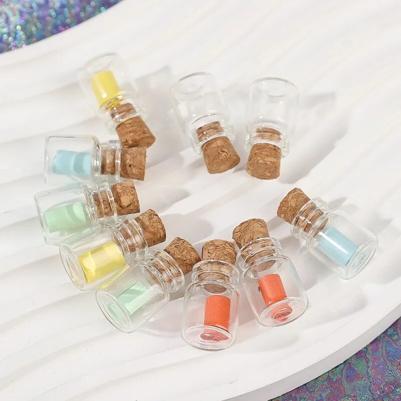 20/10 vnt Mini stikliniai buteliai su kamštiniu kamščiu, permatomas palinkėjimų butelis „pasidaryk pats“ Vestuvių gimtadienio puošmena