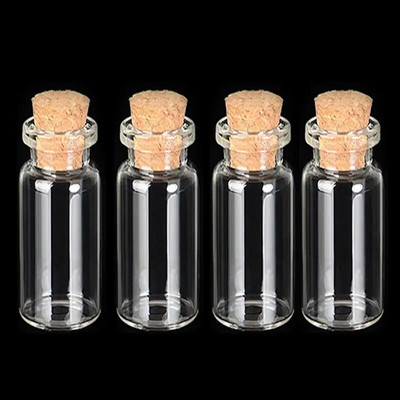 SAE Fortion 4 buc 20*50 MM 10 ML Mini sticle de sticlă Borcane goale Accesorii cu pentru decorarea artizanală DIY dopuri de probă Plută C2H5