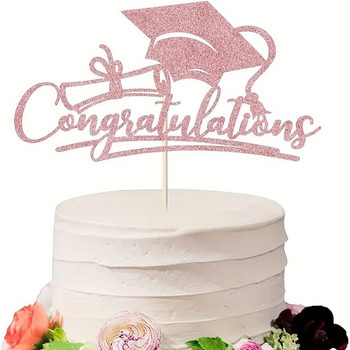Бакалавърска шапка Congrasts Grad Acrylic Cake Toppers Congratulation Class of 2024 Graduate Birthday Cake Decoration Multi-Styles
