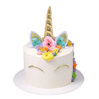 1Pcs Cake Topper Unicorn Birthday Party Decorations for Girls Cartoon Unicorn Horn Cake Decorations Tools