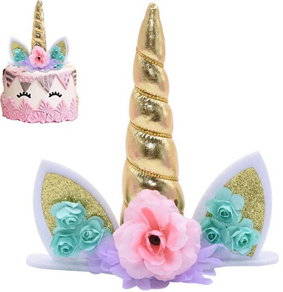 1Pcs Cake Topper Unicorn Birthday Party Decorations for Girls Cartoon Unicorn Horn Cake Decorations Tools