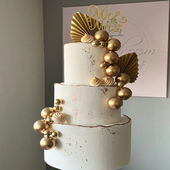 2 бр. Palm Spear Cake Topper Честит рожден ден Златни палмови листа Декорация на торта Сватба за рожден ден Печене Десерт Сувенири за парти