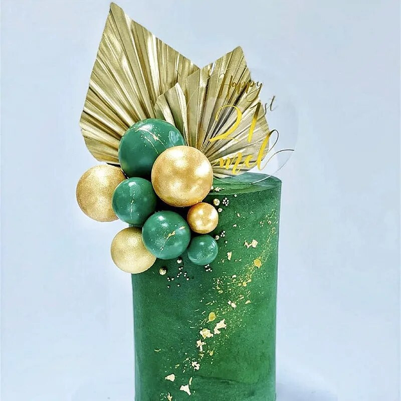 2 vnt Palmių ietis torto antgalis su gimtadieniu Auksinis palmės lapų tortas Dekoracija Vestuvių gimtadienio vakarėlis Kepimas Desertas Vakarėlis