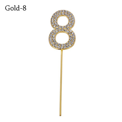 1 vnt. numerio „0–9“ torto dangtelis Auksinis, deimantais nusagstytas torto dangtelis, skirtas desertui, gimtadienio vakarėlio dekoravimui, vestuvių reikmenys