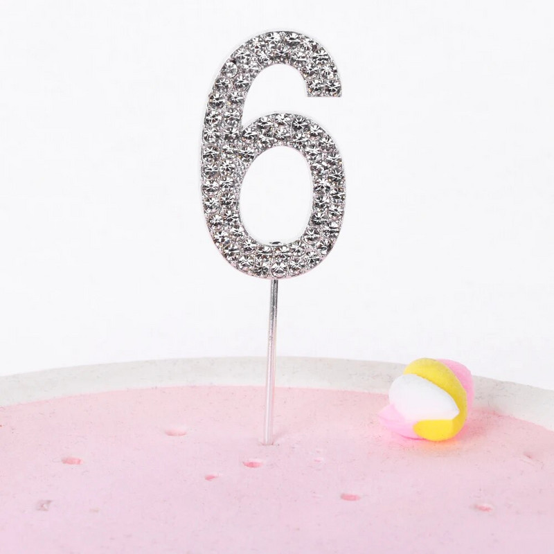 1 vnt. numerio „0–9“ torto dangtelis Auksinis, deimantais nusagstytas torto dangtelis, skirtas desertui, gimtadienio vakarėlio dekoravimui, vestuvių reikmenys