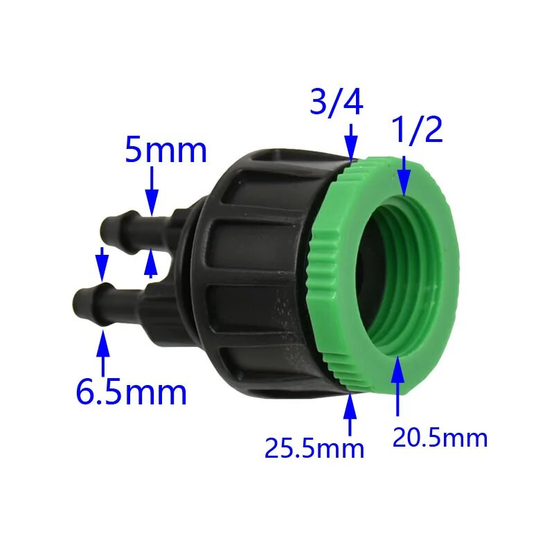 Vrtno crijevo od 1/4" do 1/2" 3/4" žensko 1/2-smjerno slavino Y konektor za navodnjavanje 4/7 slavina Adapter spojnice za crijevo 1 KOM