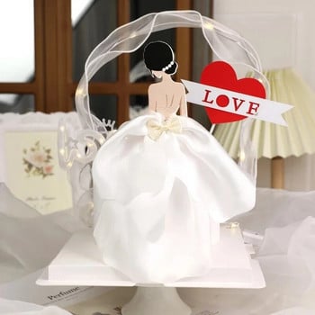 Νέο Wedding Lady Dress Cupcake Topper Back Μεταξωτή γάζα Φούστα Cake Topper Κορίτσι Διακοσμήσεις τούρτας γενεθλίων Προμήθειες γάμου