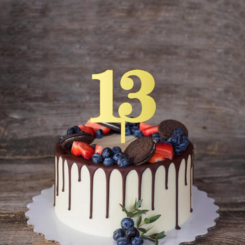 Честит рожден ден 13, 16, 18, 21, 30, 40, 50, 60, 70, 80, брой, акрилен топер за торта Декорация за торта за рожден ден Декорация за рожден ден