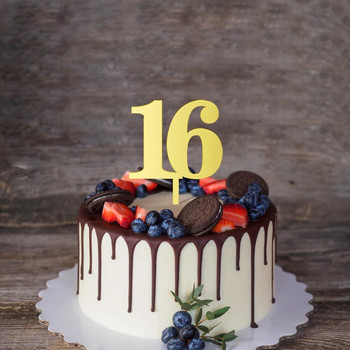 Честит рожден ден 13, 16, 18, 21, 30, 40, 50, 60, 70, 80, брой, акрилен топер за торта Декорация за торта за рожден ден Декорация за рожден ден