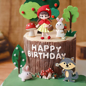 Печене Декорация на торта Момиче Вълк Гъба Къща Плодово дърво Зайче Честит рожден ден Торта за торта Кукла Вложка Аксесоари за картички