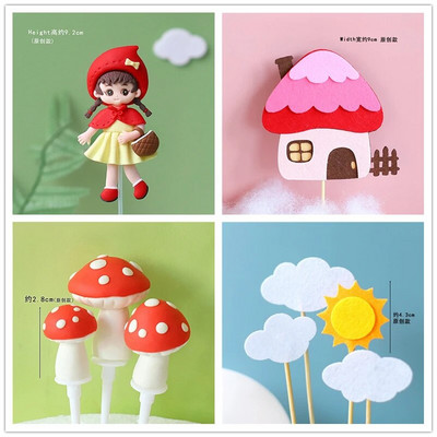 Küpsetuskoogikaunistus Tüdruk Hundi Seenemaja Viljapuu Jänku Palju õnne sünnipäevaks Tort Topper Nukk Kaardi Aksessuaarid