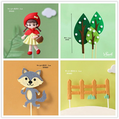 Küpsetuskoogikaunistus Tüdruk Hundi Seenemaja Viljapuu Jänku Palju õnne sünnipäevaks Tort Topper Nukk Kaardi Aksessuaarid