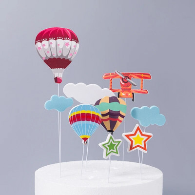 Desen animat nor Avion Cake Topper Luptător Moara de vânt Băiat Pilot Petrecere La mulți ani pentru petrecere pentru copii Decorare tort Cadouri dulci