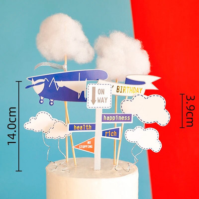 Desen animat nor Avion Cake Topper Luptător Moara de vânt Băiat Pilot Petrecere La mulți ani pentru petrecere pentru copii Decorare tort Cadouri dulci