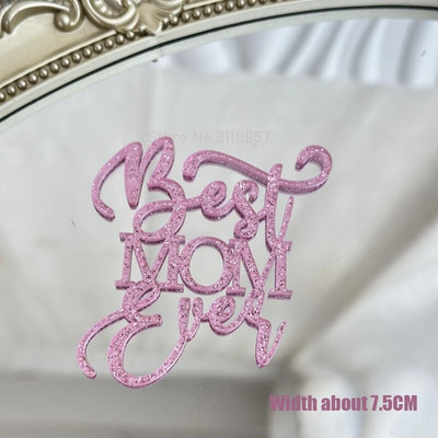 10 tk Glitter Head emadepäeva koogikatted akrüülpeegel, roosa tassikoogi pealistükk Süda Parimad MOM peokoogide magustoidu kaunistused