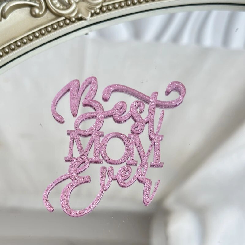 10 tk Glitter Head emadepäeva koogikatted akrüülpeegel, roosa tassikoogi pealistükk Süda Parimad MOM peokoogide magustoidu kaunistused