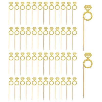Rechizite pentru petrecere de logodnă de nuntă Alegeri de tort pentru petrecere Inele sclipitoare Cupcake Toppers pentru dușul de nuntă Aniversarea de nuntă