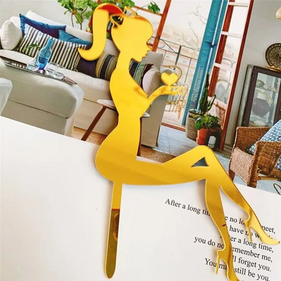 Acrilic Minimalist Art Lady Face Cake Topper Nunta Sexy Femeie Fata La Multi Ani Tort Topper Party Supplies Decoratiuni pentru Tort