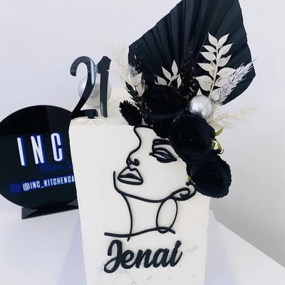 Acrilic Minimalist Art Lady Face Cake Topper Nunta Sexy Femeie Fata La Multi Ani Tort Topper Party Supplies Decoratiuni pentru Tort
