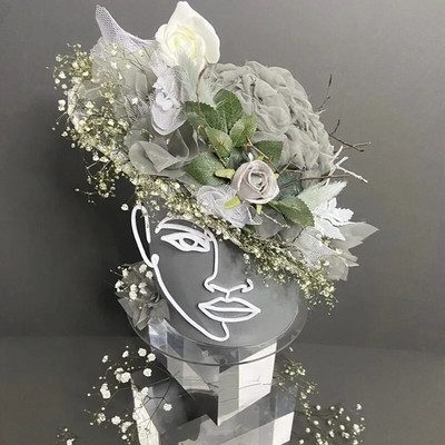 Acrilic Minimalist Art Lady Face Cake Topper Nunta Sexy Femeie Fata La Multi Ani Tort Topper Party Supplies Decoratiuni pentru Tort