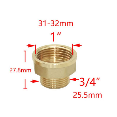 Messingist 1 tolli kuni 3/4 1/2 keermega pistik isane, vähendav veetoru pistiku parandamine vasest liitmikud 1 tk