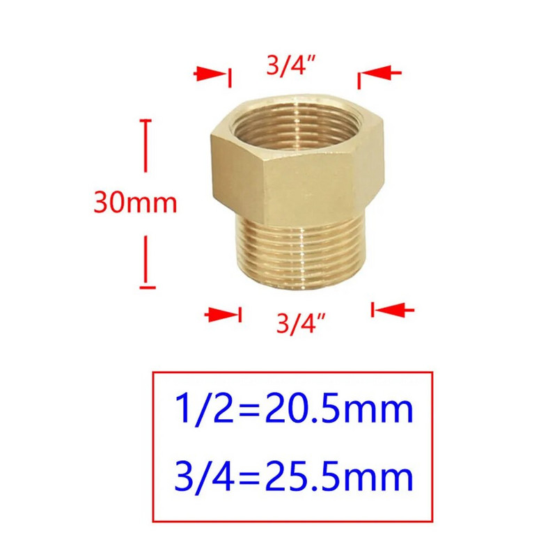 Messingist 1 tolli kuni 3/4 1/2 keermega pistik isane, vähendav veetoru pistiku parandamine vasest liitmikud 1 tk