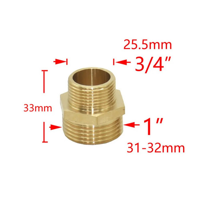 Messingist 1 tolli kuni 3/4 1/2 keermega pistik isane, vähendav veetoru pistiku parandamine vasest liitmikud 1 tk