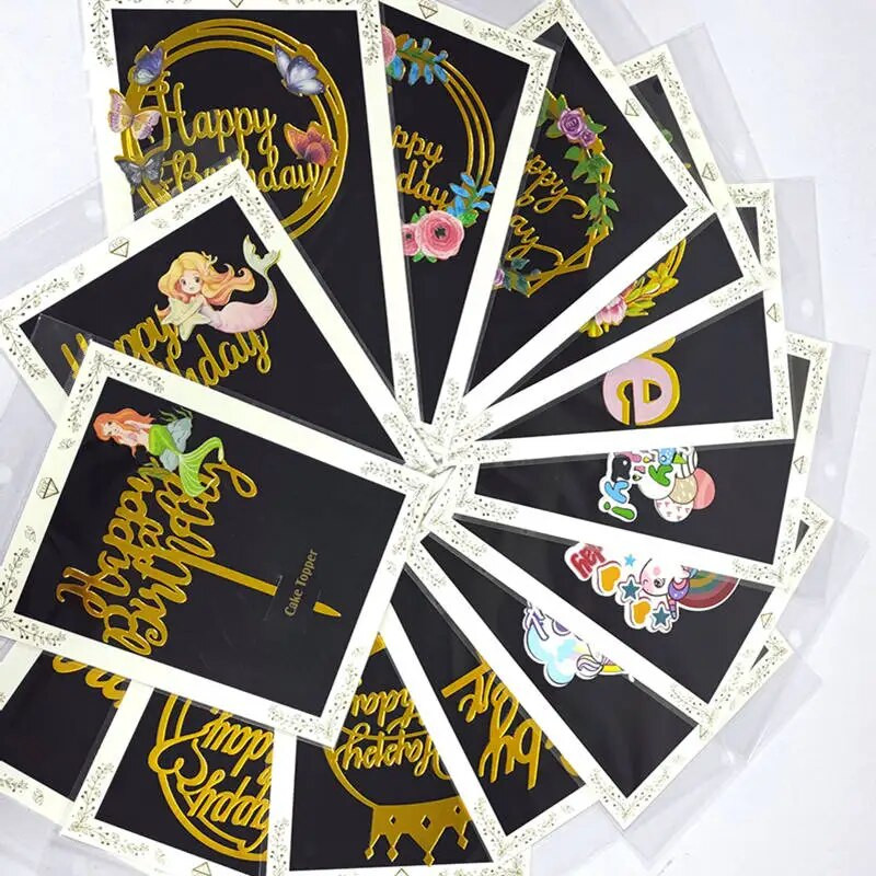 Új sellő boldog születésnapot tortalapoló aranyos rajzfilm arany akril gyerekek születésnapi buli torta teteje desszert dekoráció baba zuhany