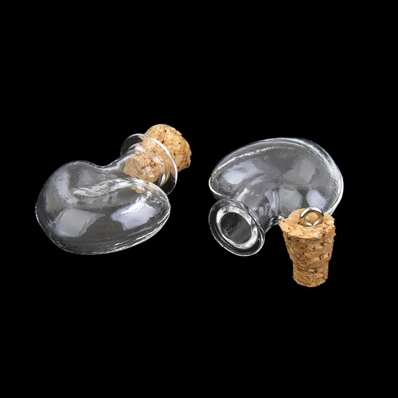 HLZS-10tk klaaskorgist pudel klaasid ampullid villased pudeli ripatsid südamevorm