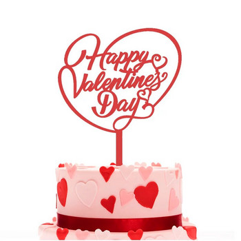Νέο κάλυμμα κέικ Happy Valentine\'s Day 2024 Ακρυλικό χρυσό κόκκινο Love Wedding Cupcake Topper for Lady Wedding Party Topper Cake