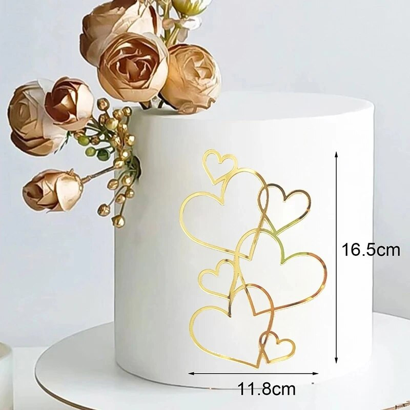 Naujas, 2024 m. laimingos Valentino dienos torto dangtelis Akrilo aukso raudonas Love Wedding Cupcake dangtelis, skirtas ponios vestuvių vakarėlio tortų dekoravimui