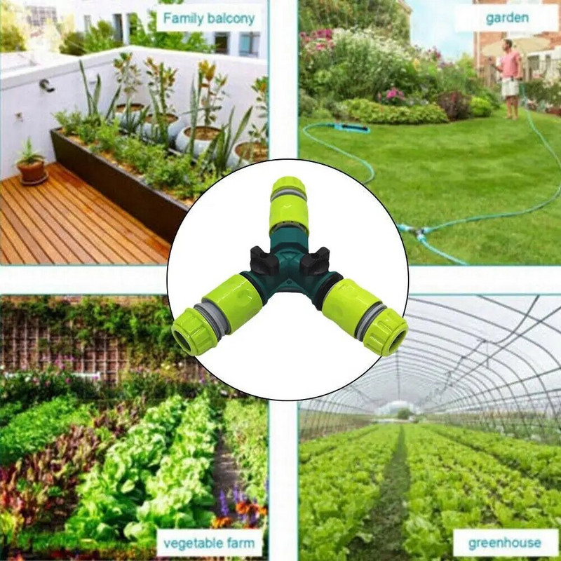 Y-kujuline vooliku pistik aia kastmisvee jaotur, 3-suunaline veeklapp, kastmissüsteem veekontrolleri lüliti adapter