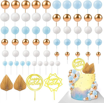Διακόσμηση τούρτας 50τμχ Πολύχρωμα Χρόνια Πολλά Κέικ Topper Πέρλα Μπάλα Γενέθλια Είδη γάμου Εργαλεία εκδήλωσης Αξεσουάρ