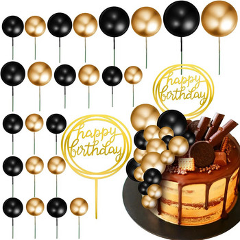 Декорация на торта 50 бр. Цветен Честит рожден ден Торта за торта Перлена топка Парти за рожден ден Сватбени принадлежности Инструменти за събития Аксесоари
