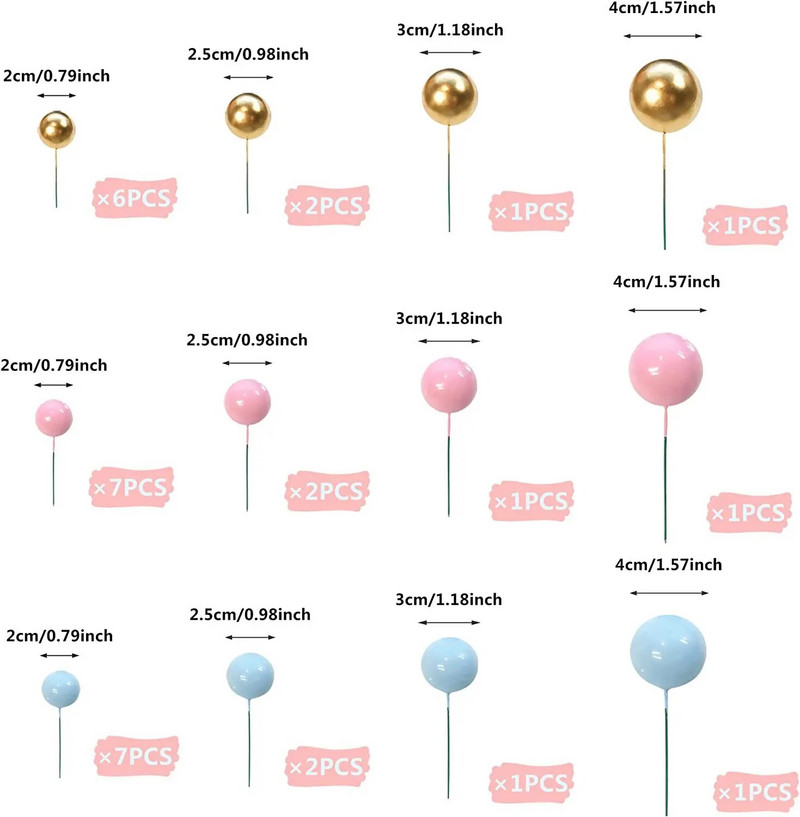 Tortadísz 50db Színes Boldog születésnapot Torta topper Gyöngygolyó Születésnapi Party Esküvői kellékek Esküvői eszközök Kiegészítők