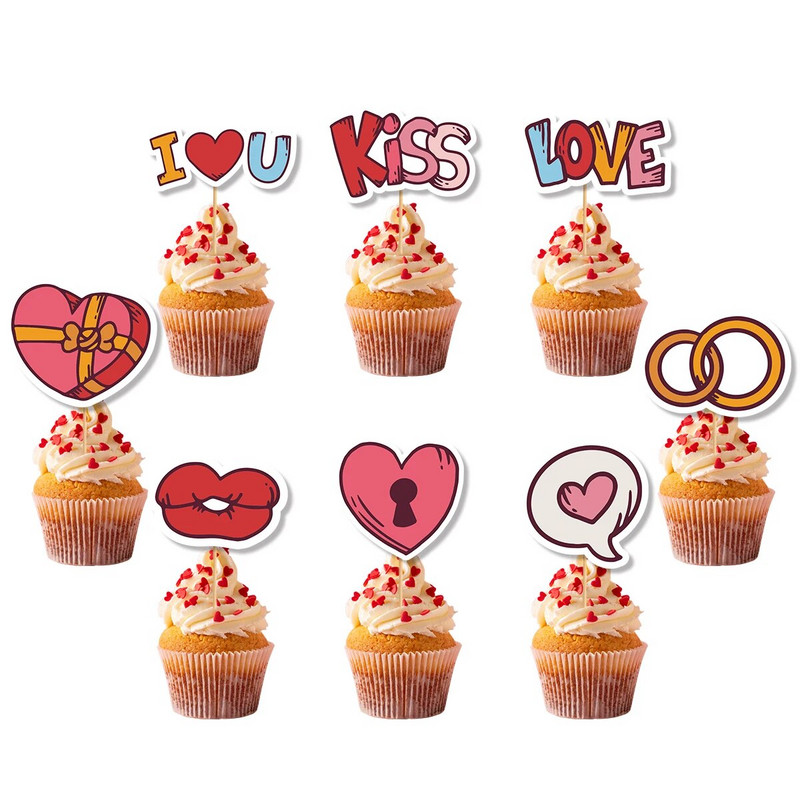 12/24 tk Head sõbrapäeva koogitops Sweet Heart Armastan Sind Minu sõbrapäeva kooki vali pulma kihluspeo tordikaunistus